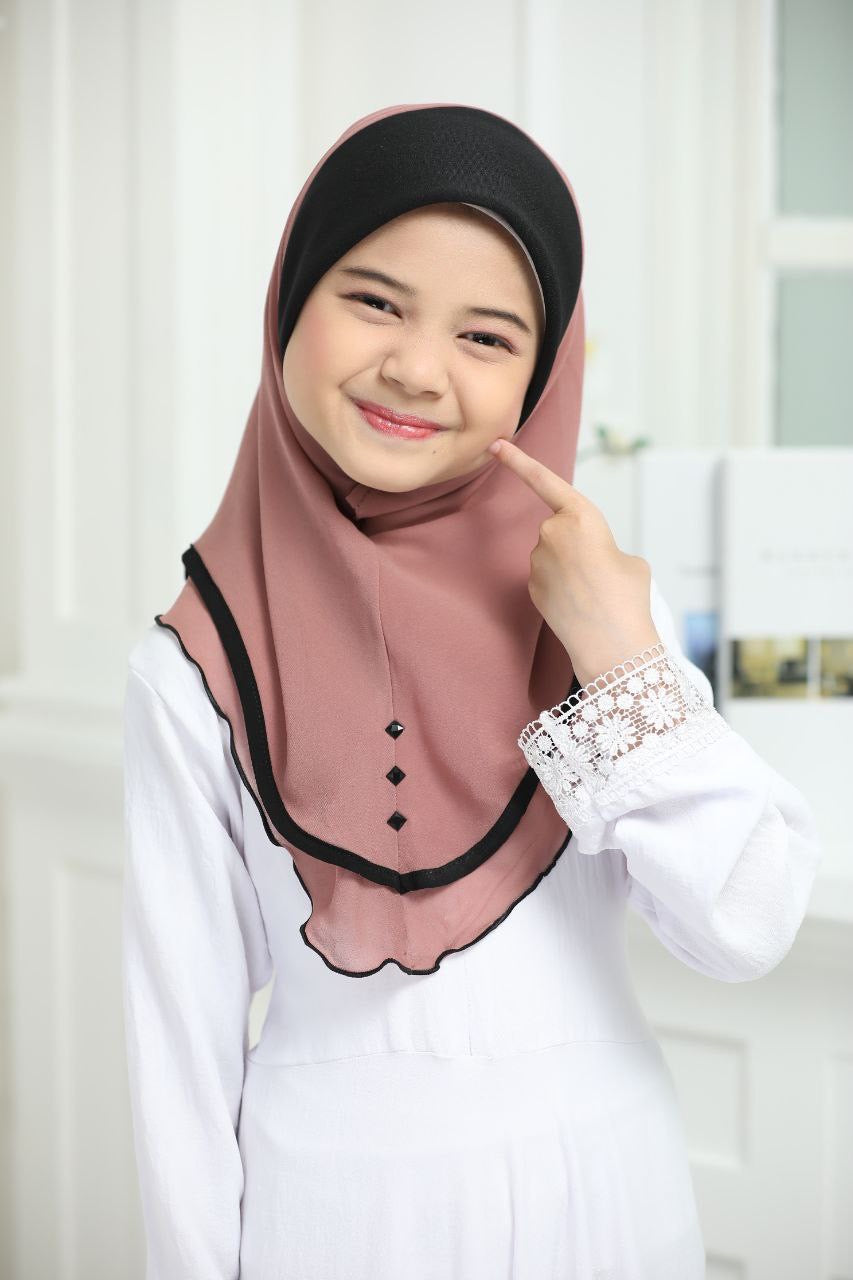 Kids Instant pull on One Piece Elegant Hijab - Available in Various Colors, Comfortable Fit, Suitable for all occasion instant hijab