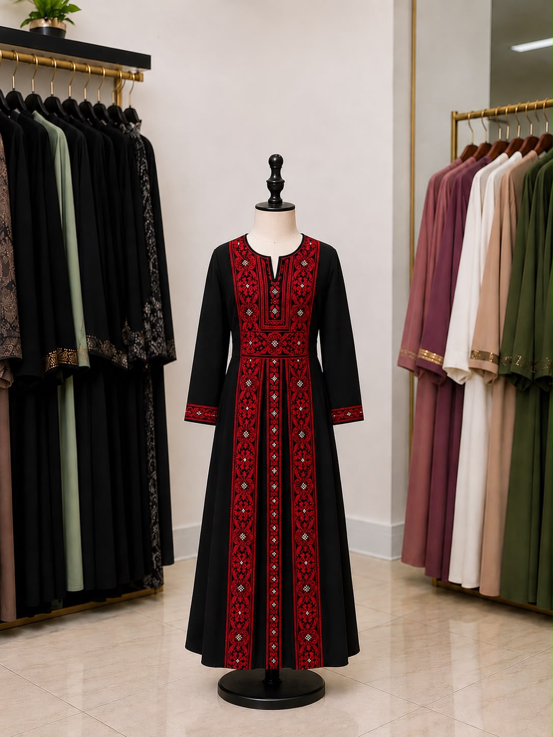 Kids Traditional Palestinian Abaya Red