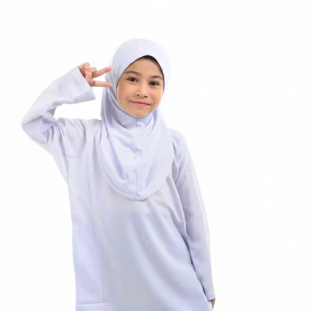 Kids Instant Lycra White Hijab