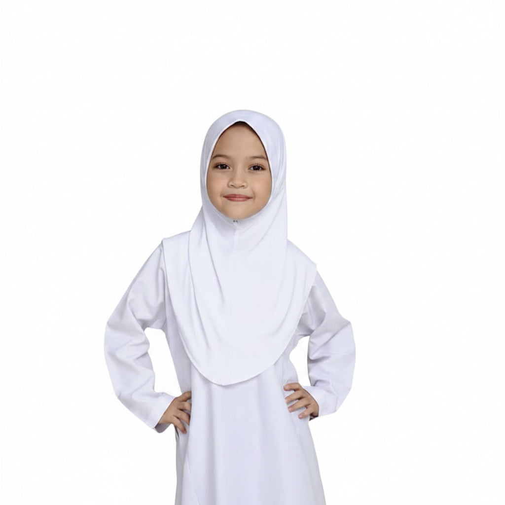 Kids Instant Lycra White Hijab