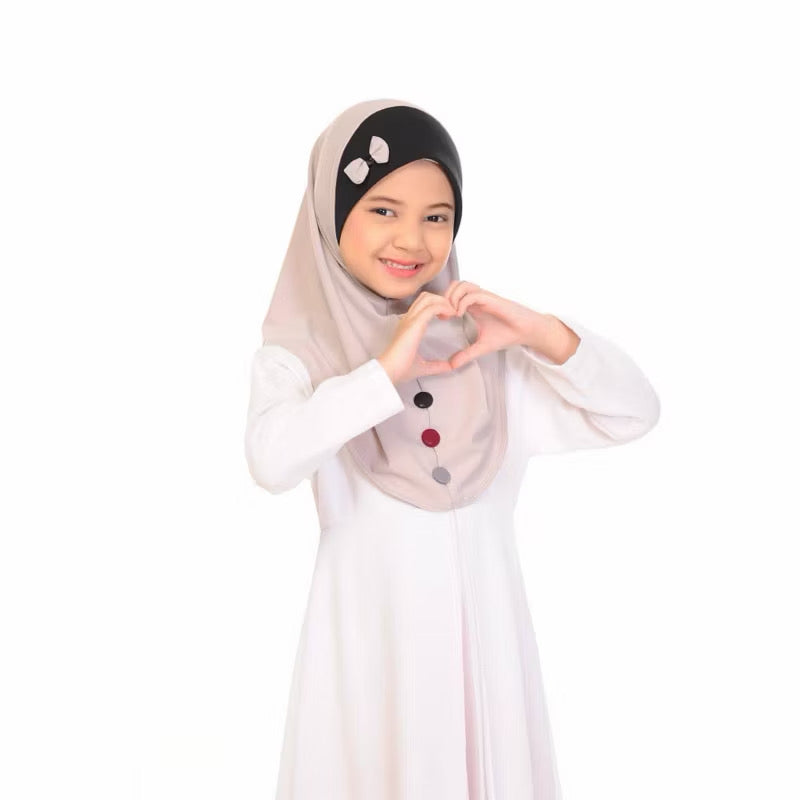 Kids Girls Instant Hijab with bow for Ramadhan and Eid KMBB1 one piece