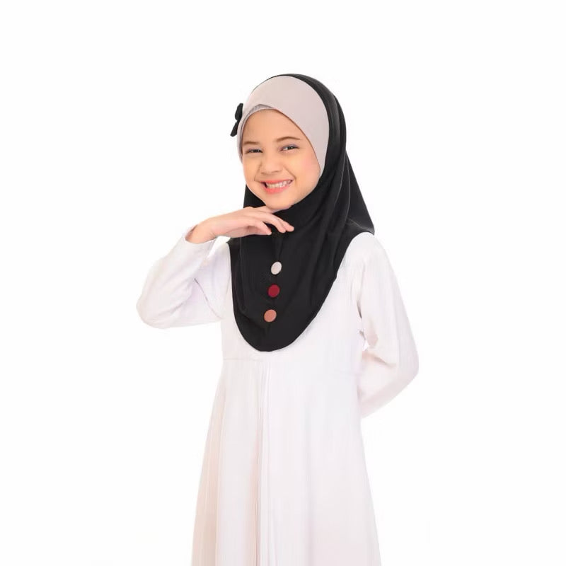 Kids Girls Instant Hijab with bow for Ramadhan and Eid KMBB1 one piece