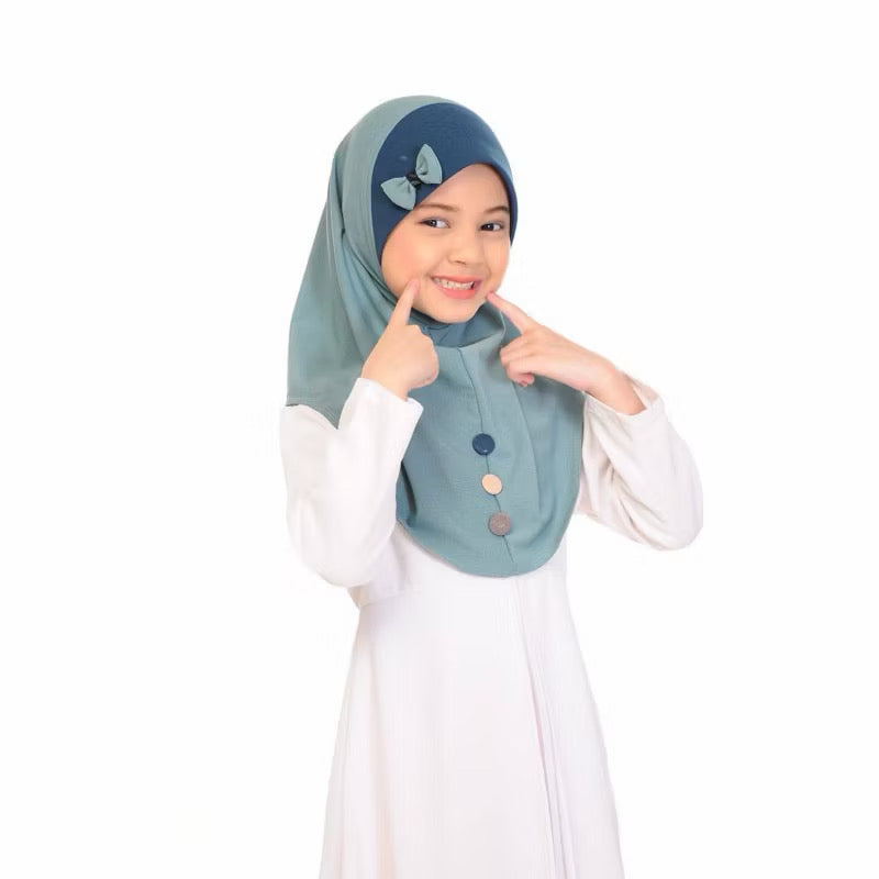 Kids Girls Instant Hijab with bow for Ramadhan and Eid KMBB1 one piece