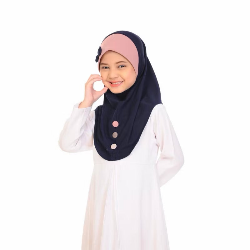 Kids Girls Instant Hijab with bow for Ramadhan and Eid KMBB1 one piece
