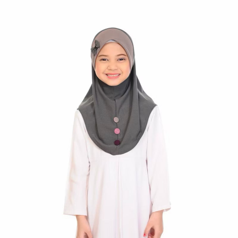 Kids Girls Instant Hijab with bow for Ramadhan and Eid KMBB1 one piece