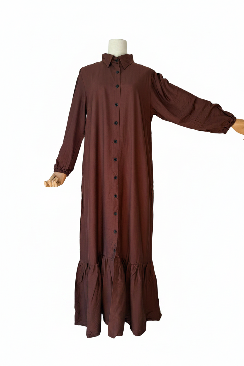 Hayfa Buttoned Premium Modest Linen Abaya Dress for Muslim Women | Breathable Long Sleeve Loose Fit Maxi Dress for Everyday Wear, Ramadan,Eid & breastfeeding friendly (Copy)