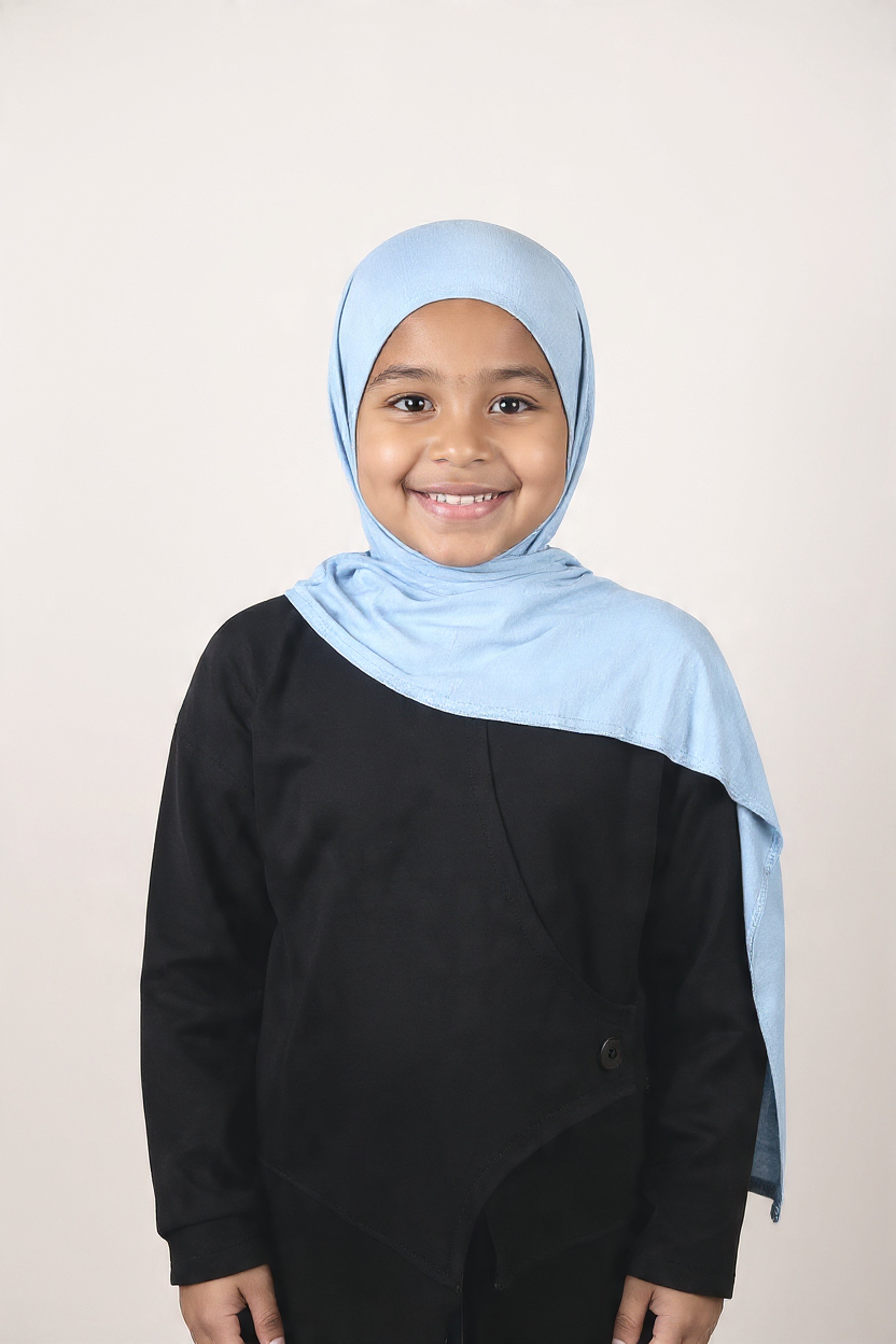 Kids Instant Slip-On Shawl Hijab (Soft Blue)