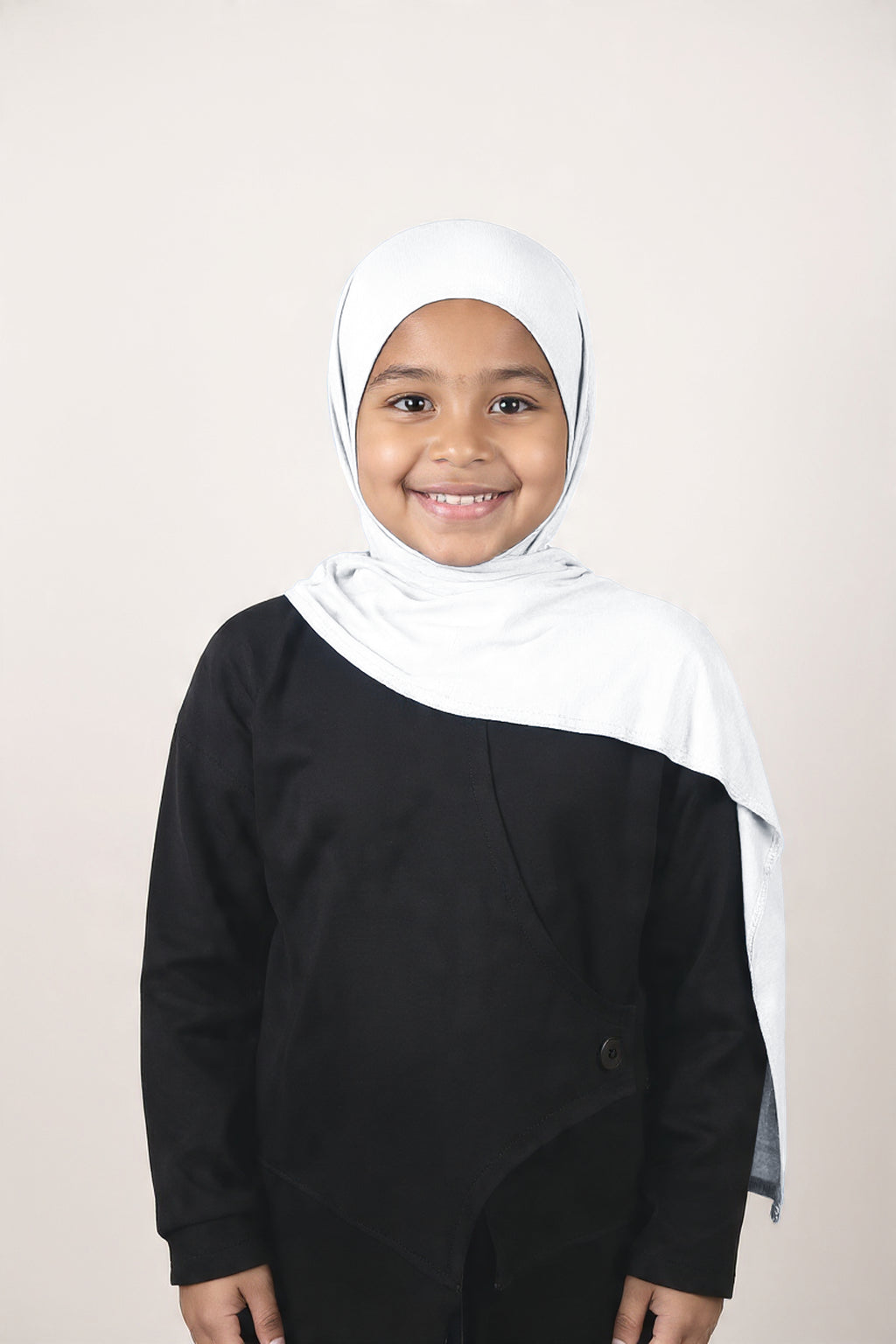 Kids Instant Slip-On Shawl Hijab (White)
