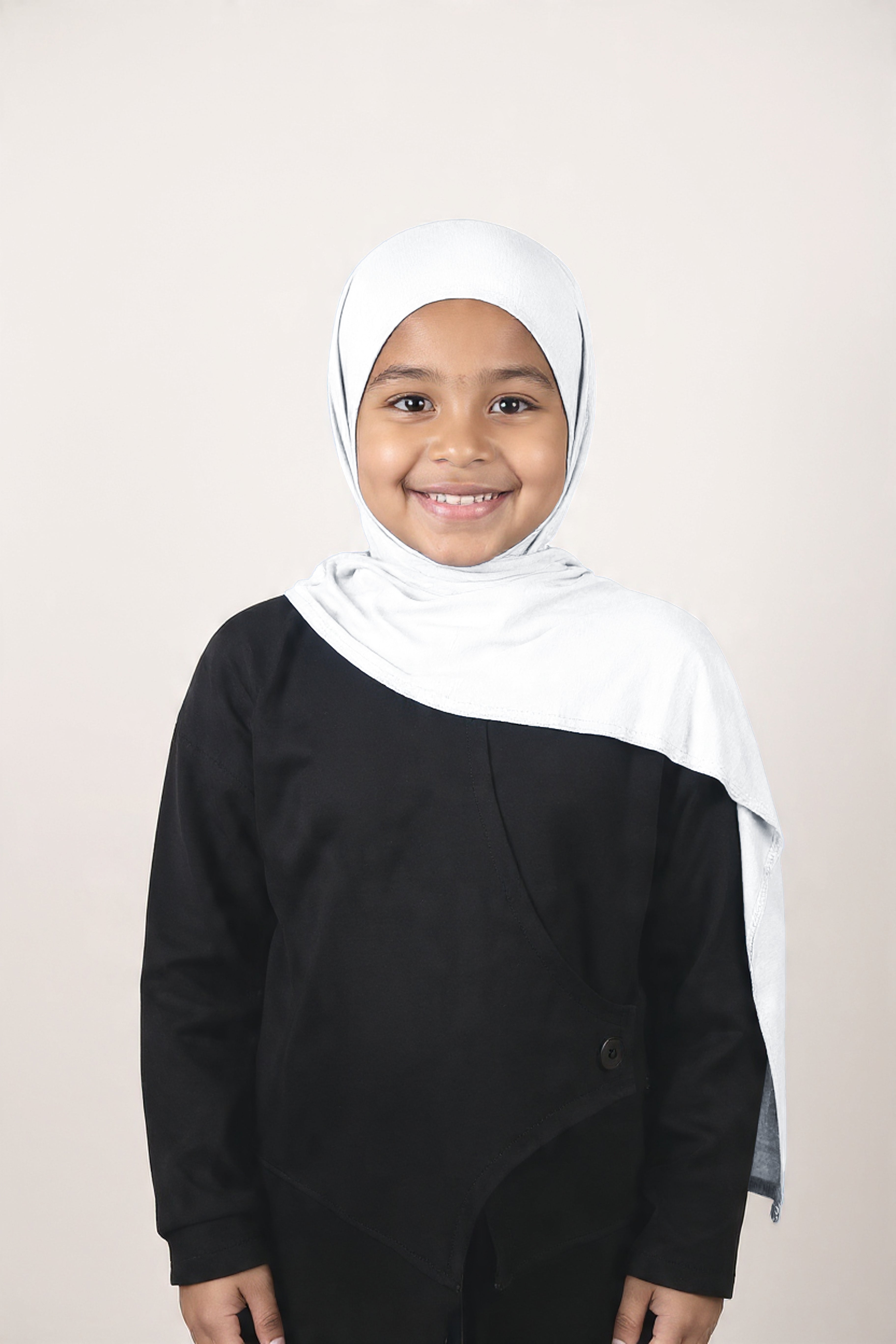 Kids Instant Slip-On Shawl Hijab (White)