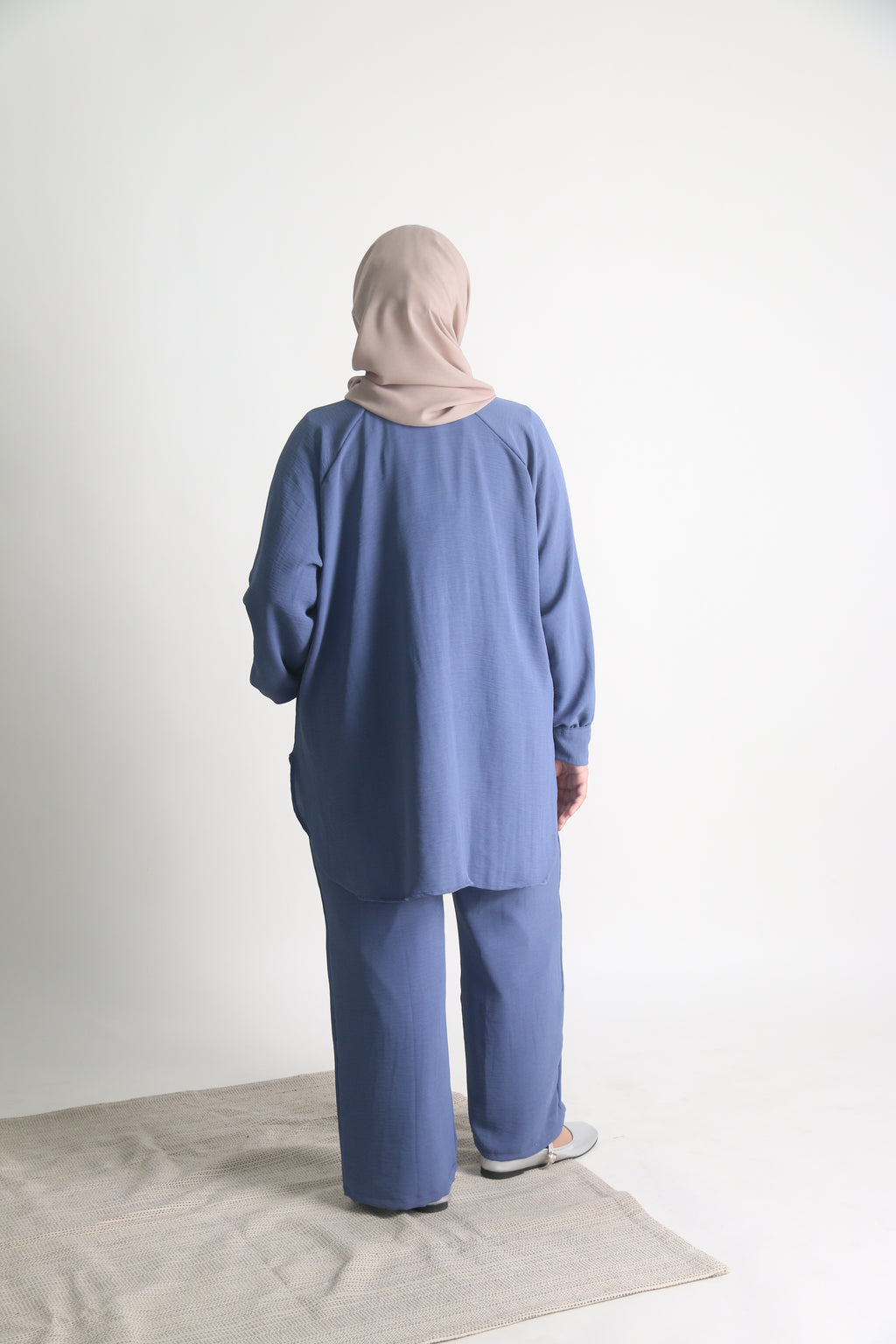 Women's Ironless 2 Pieces Outfit Set (Dusty Blue)