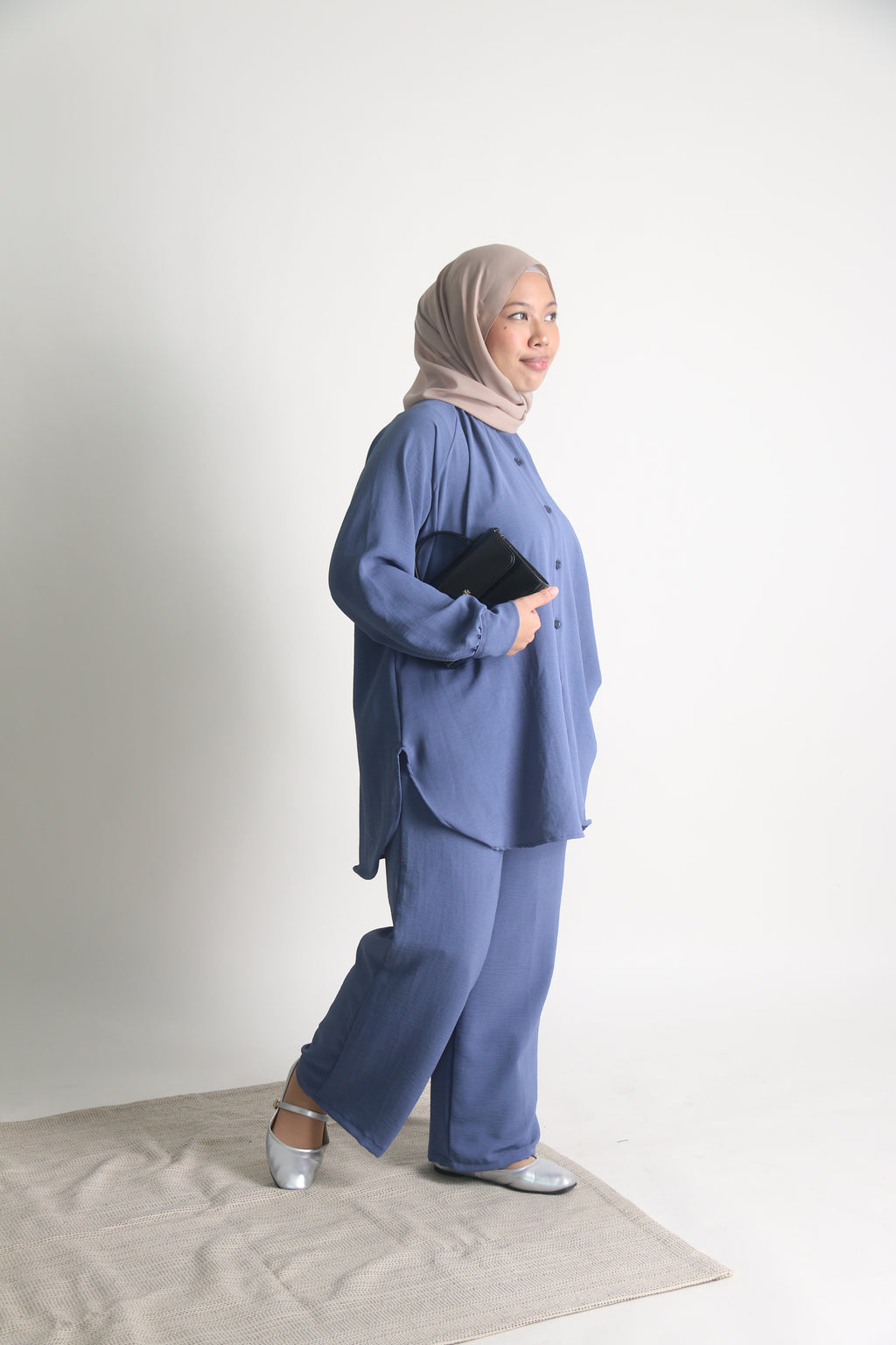 Women's Ironless 2 Pieces Outfit Set (Dusty Blue)