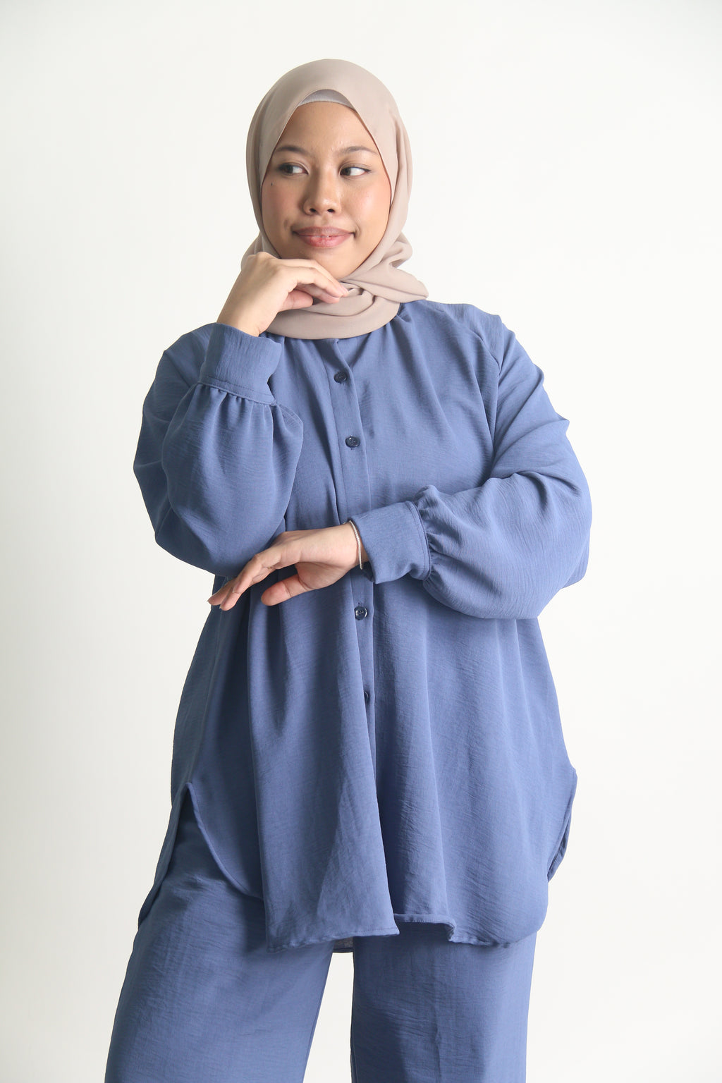 Women's Ironless 2 Pieces Outfit Set (Dusty Blue)