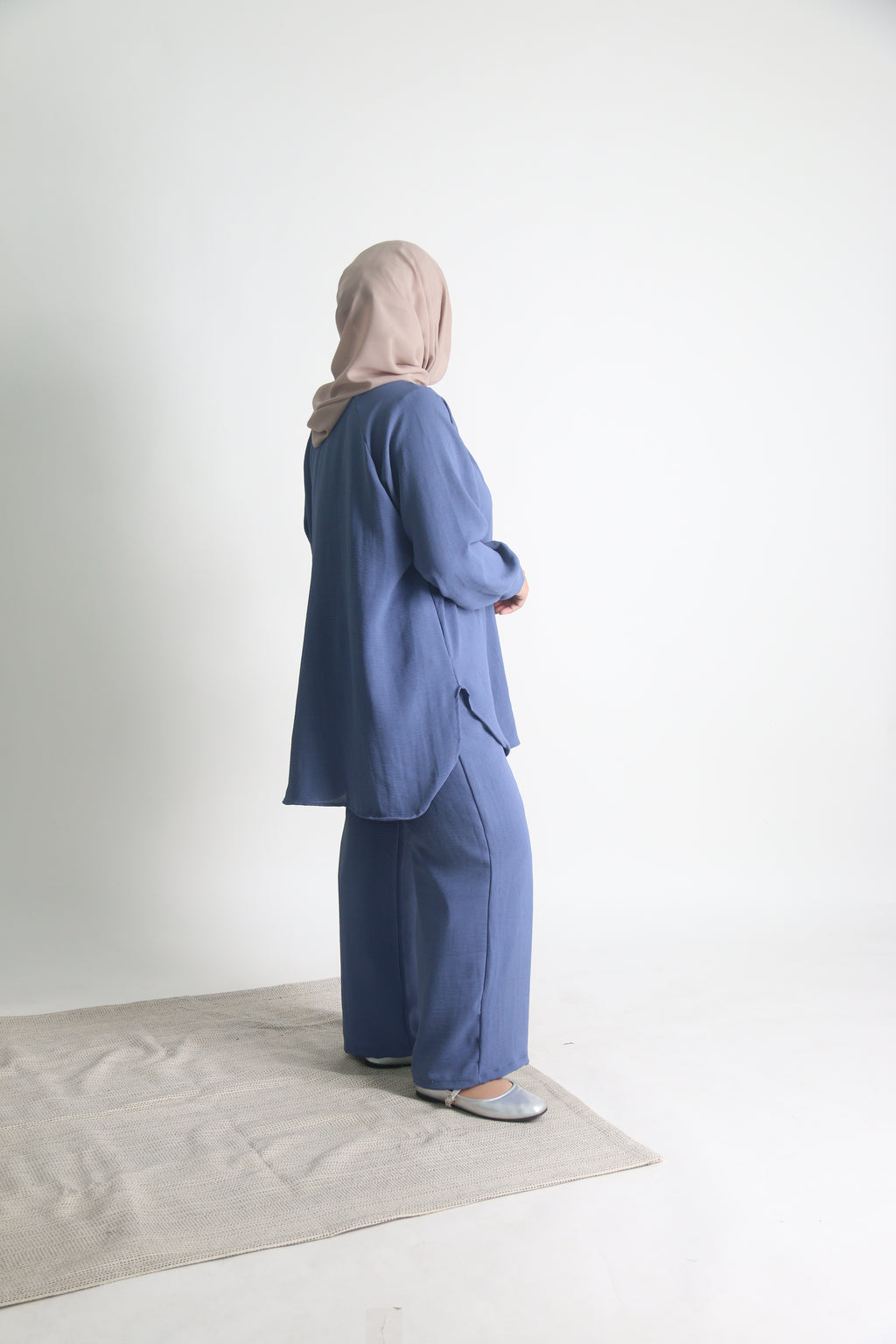 Women's Ironless 2 Pieces Outfit Set (Dusty Blue)