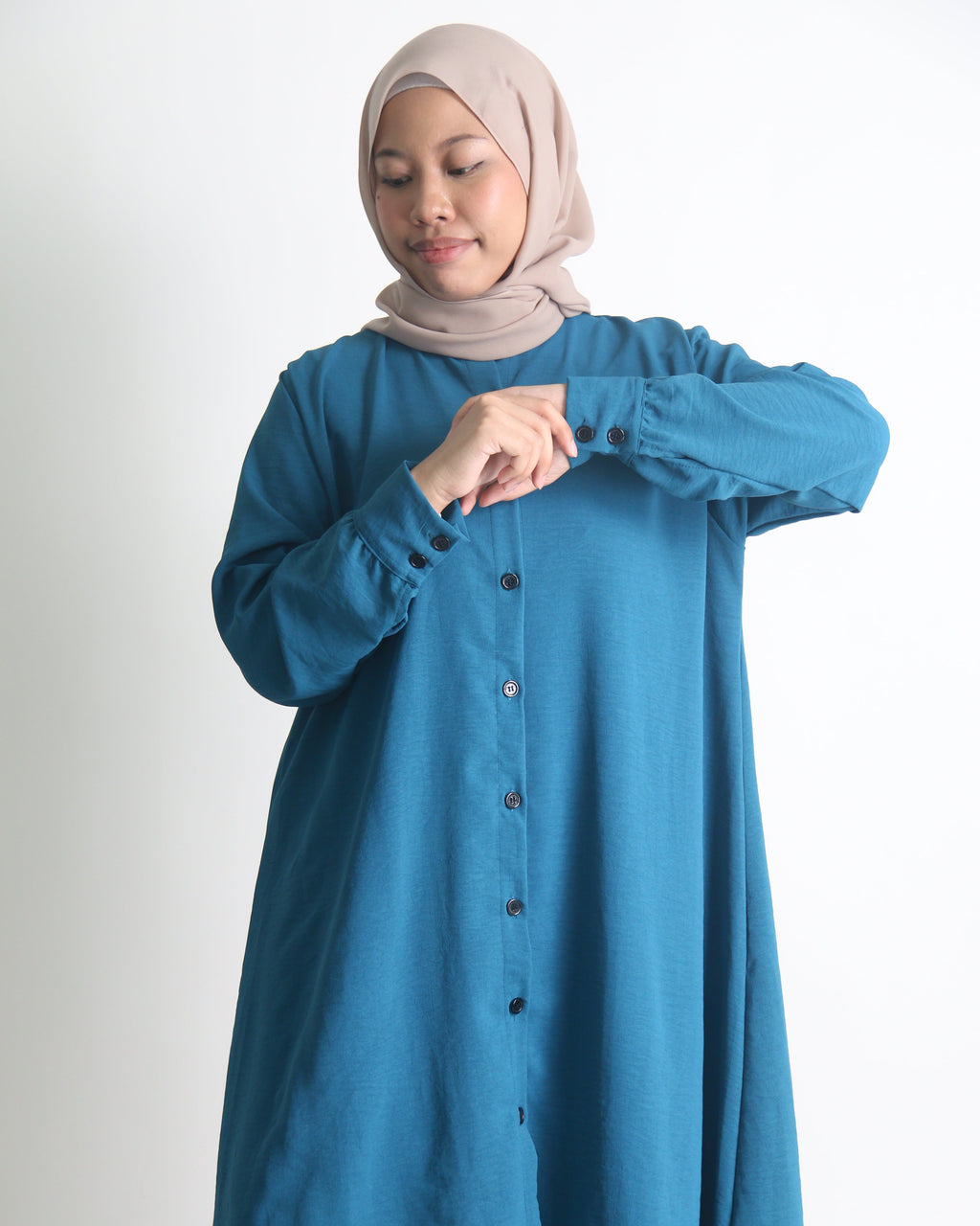 Women's Ironless 2 Pieces Outfit Set Long (Teal)