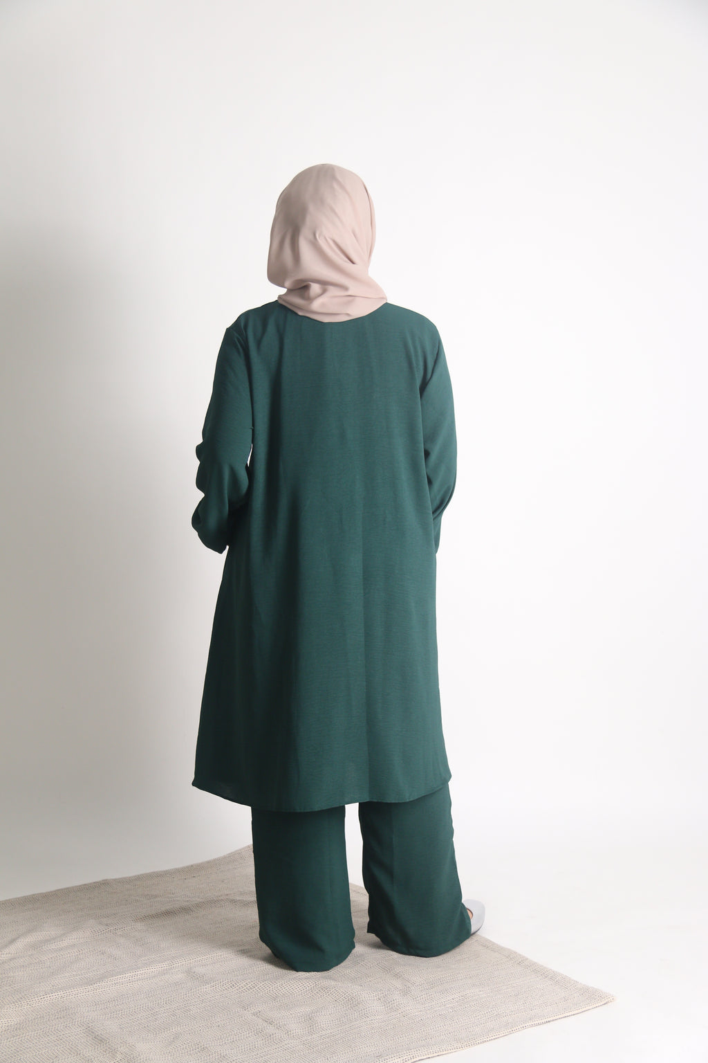 Women's Ironless 2 Pieces Outfit Long Set (Dark Green)