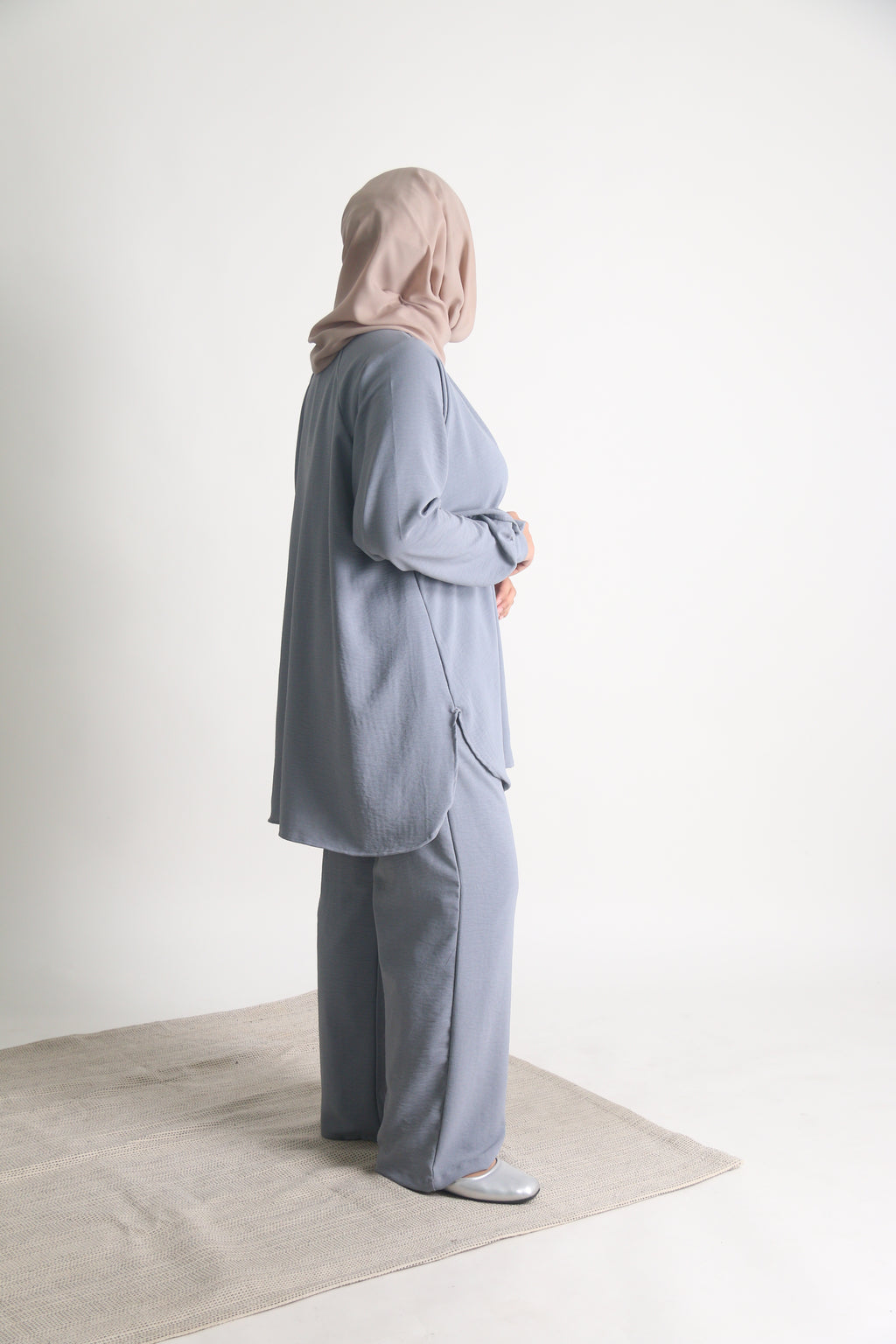 Women's Ironless 2 Pieces Outfit Set (Misty Blue)