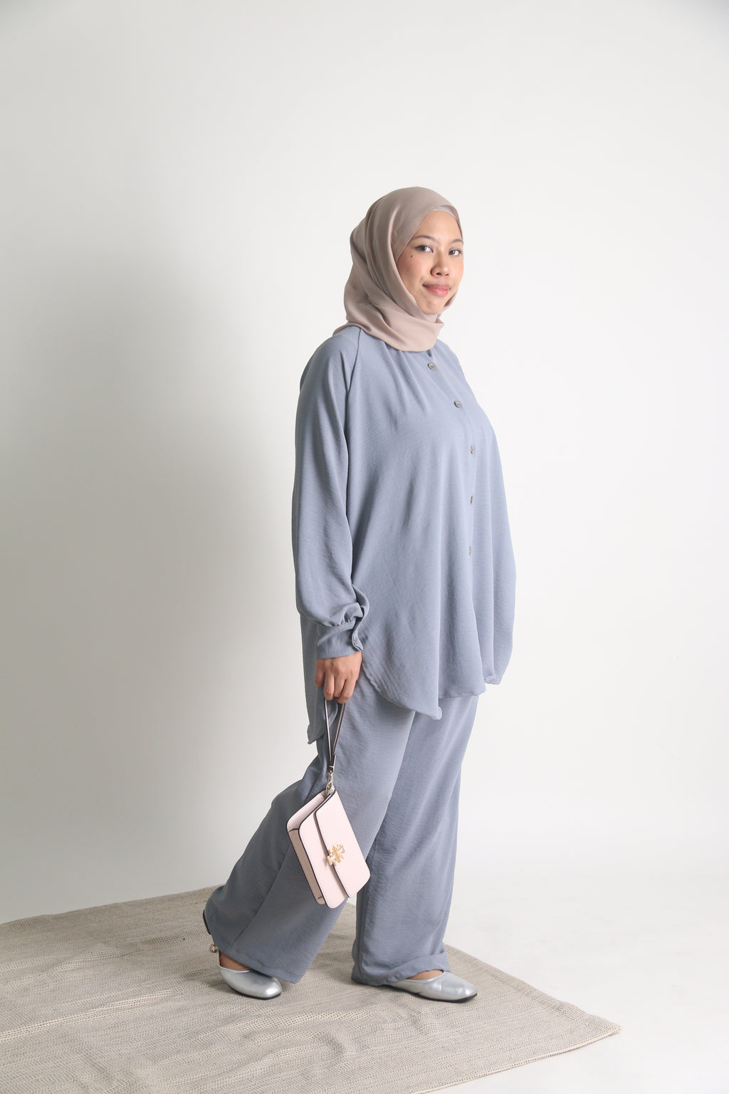 Women's Ironless 2 Pieces Outfit Set (Misty Blue)