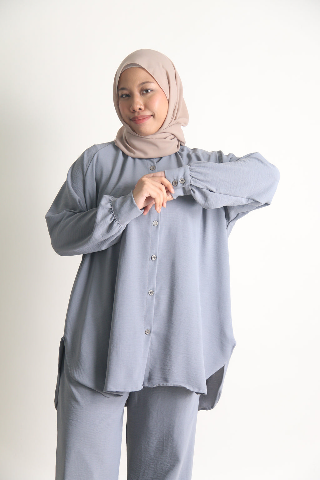 Women's Ironless 2 Pieces Outfit Set (Misty Blue)