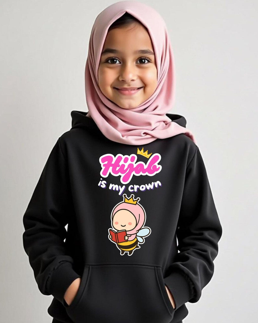 Islamic quotes kids hoodie motivational and positive girls hoodie - Hijab Is Crown