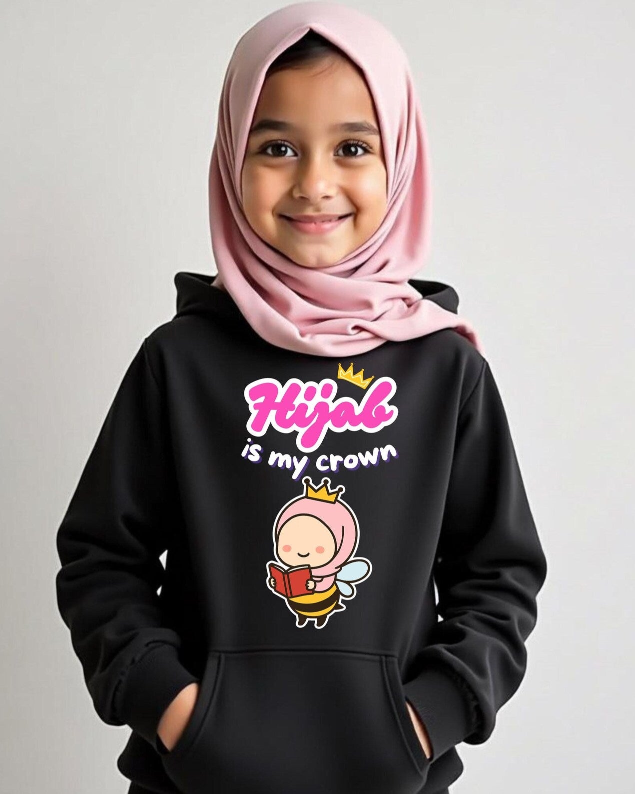 Islamic quotes kids hoodie motivational and positive girls hoodie - Hijab Is Crown