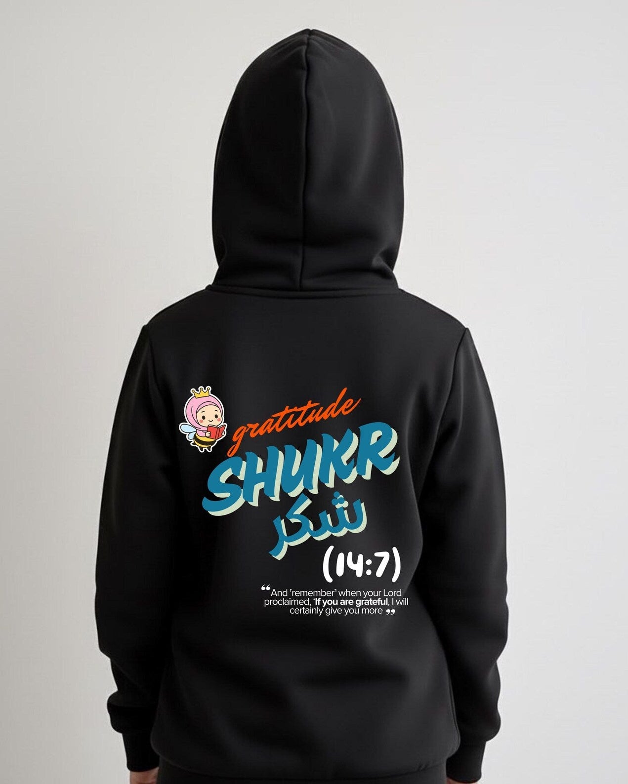 Islamic quotes kids hoodie motivational and positive girls hoodie - Shukr Gratitude