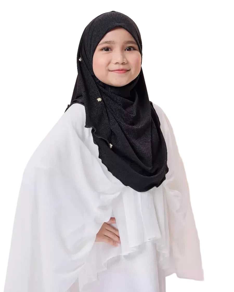 3-9 years old Instant Hijab Moscrepe Ironless Gummy Chin Pearl Exclusive Kids