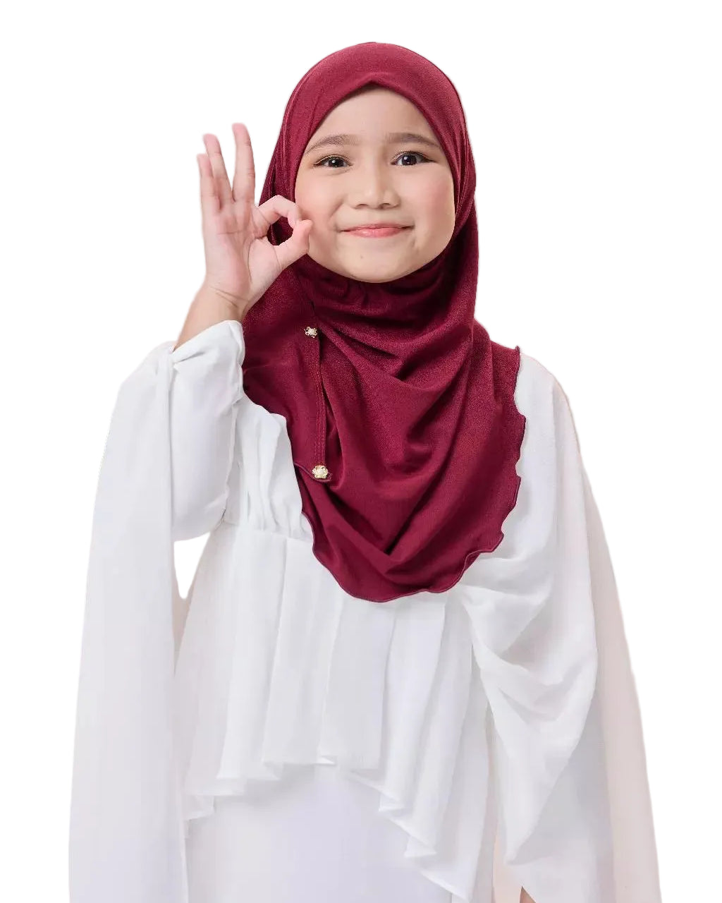 3-9 years old Instant Hijab Moscrepe Ironless Gummy Chin Pearl Exclusive Kids
