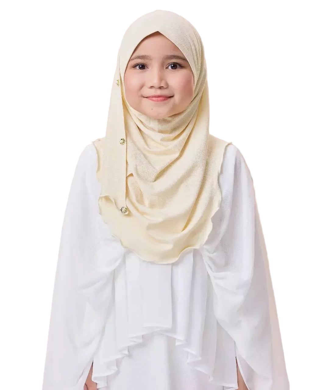 3-9 years old Instant Hijab Moscrepe Ironless Gummy Chin Pearl Exclusive Kids