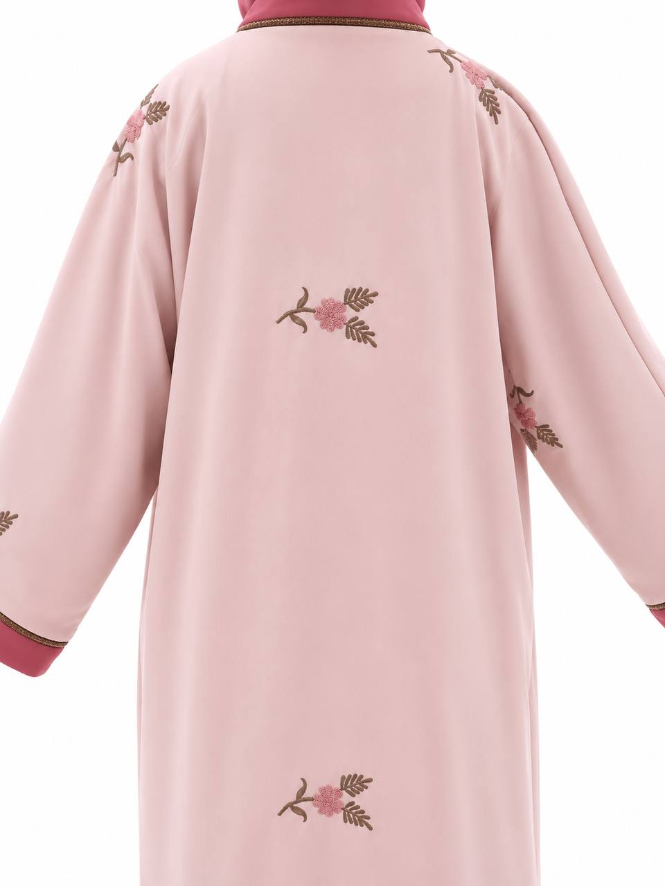 Islamic Two layer Floral Embroidered Zip Front Abaya for Kids with beadworks