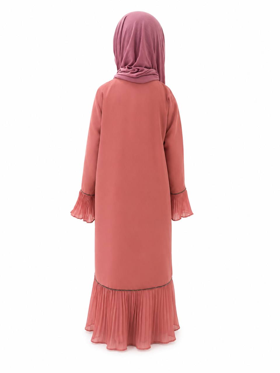 Kauthar Kids Girls abaya flowy with beadworks light baby pink . Breathable material