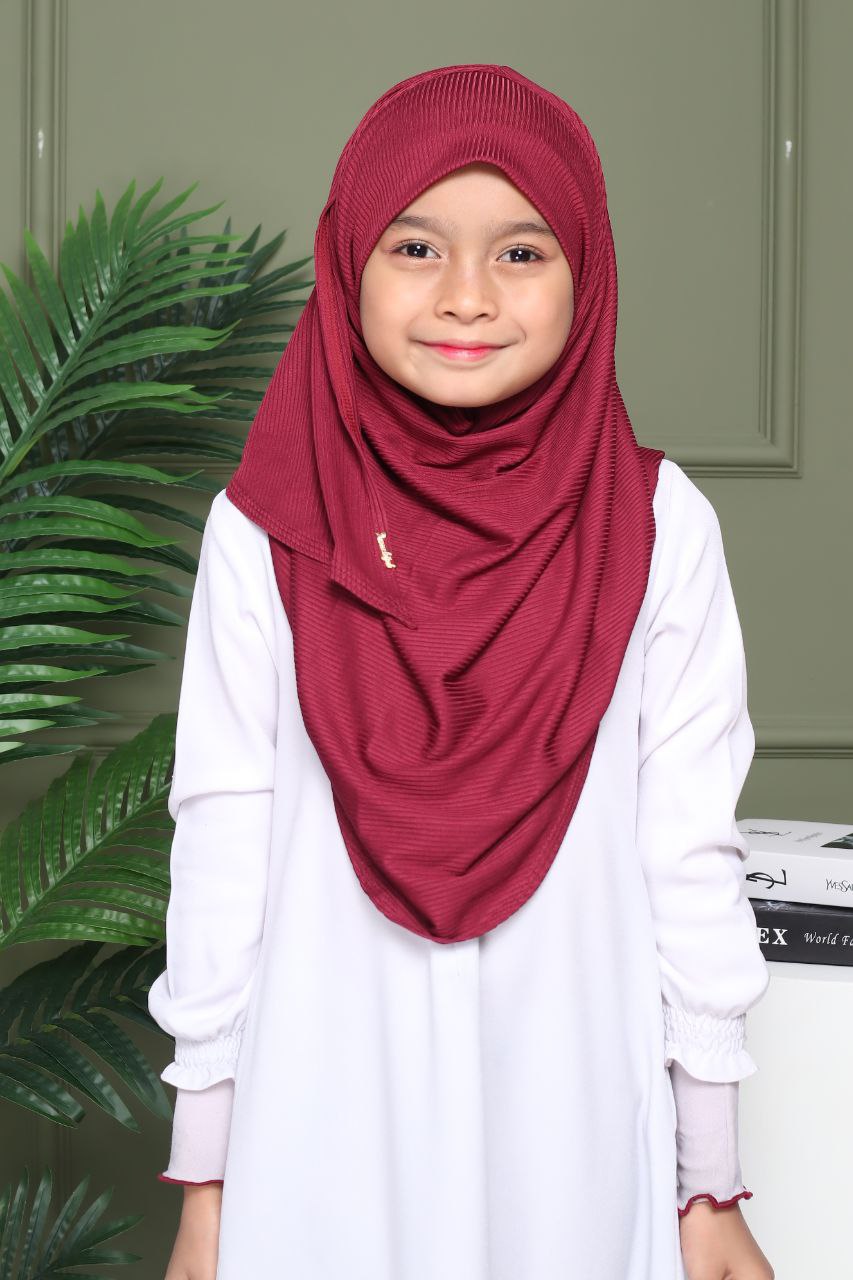 Instant Ribbed Shawl One piece kids Hijab