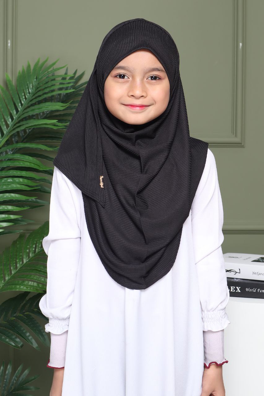 Instant Ribbed Shawl One piece kids Hijab