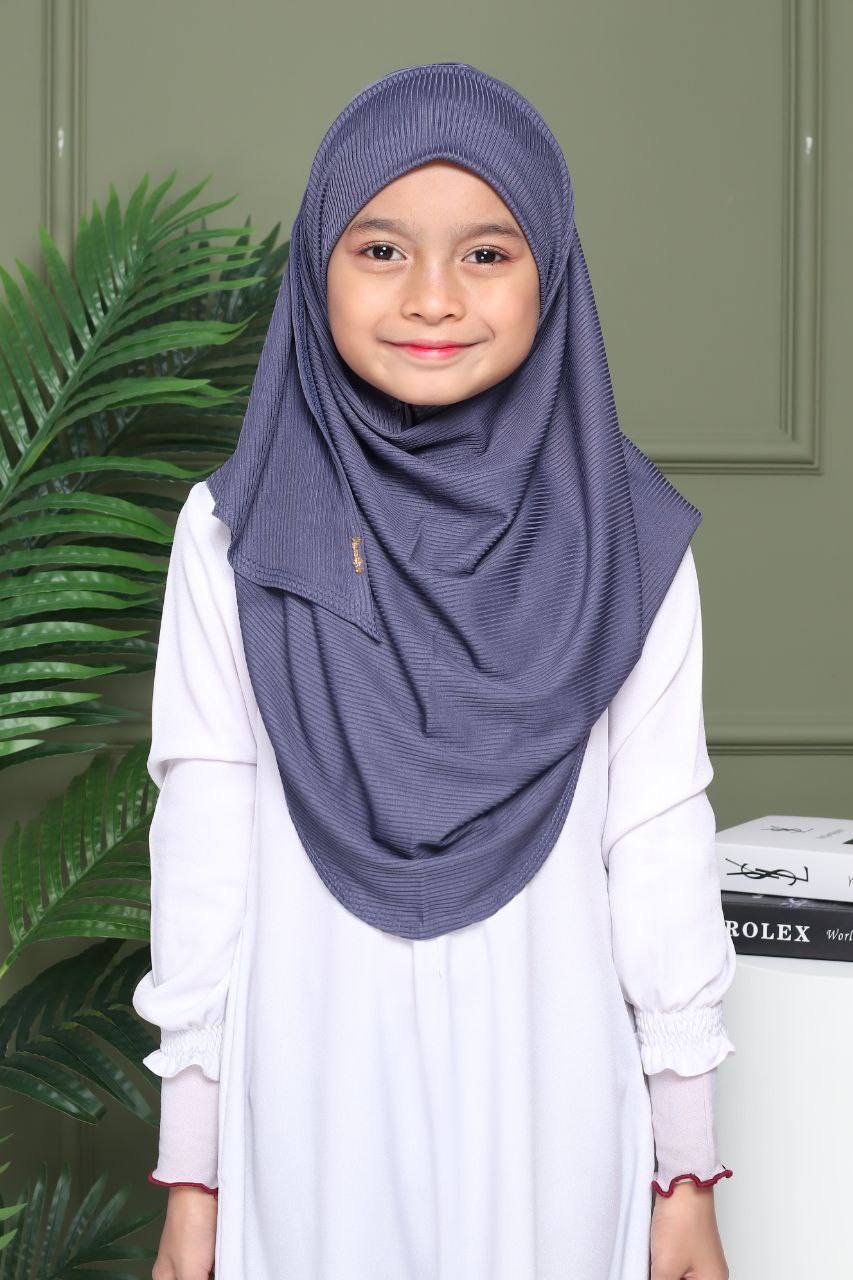 Instant Ribbed Shawl One piece kids Hijab