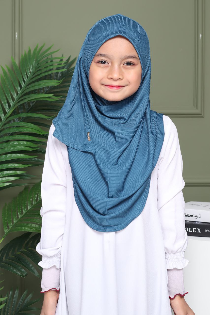 Instant Ribbed Shawl One piece kids Hijab
