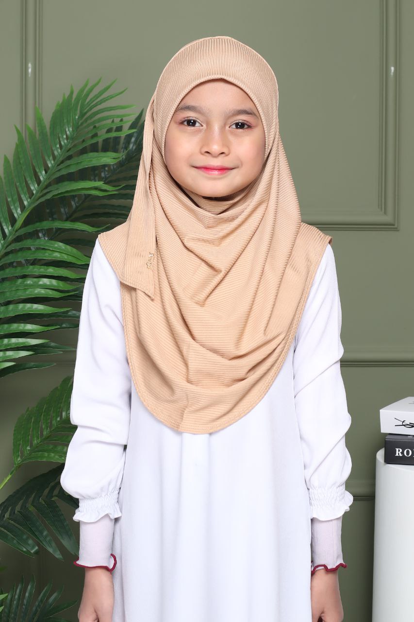 Instant Ribbed Shawl One piece kids Hijab