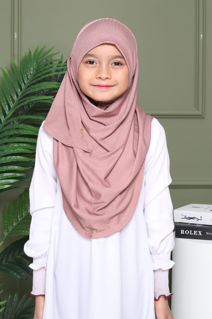 Instant Ribbed Shawl One piece kids Hijab