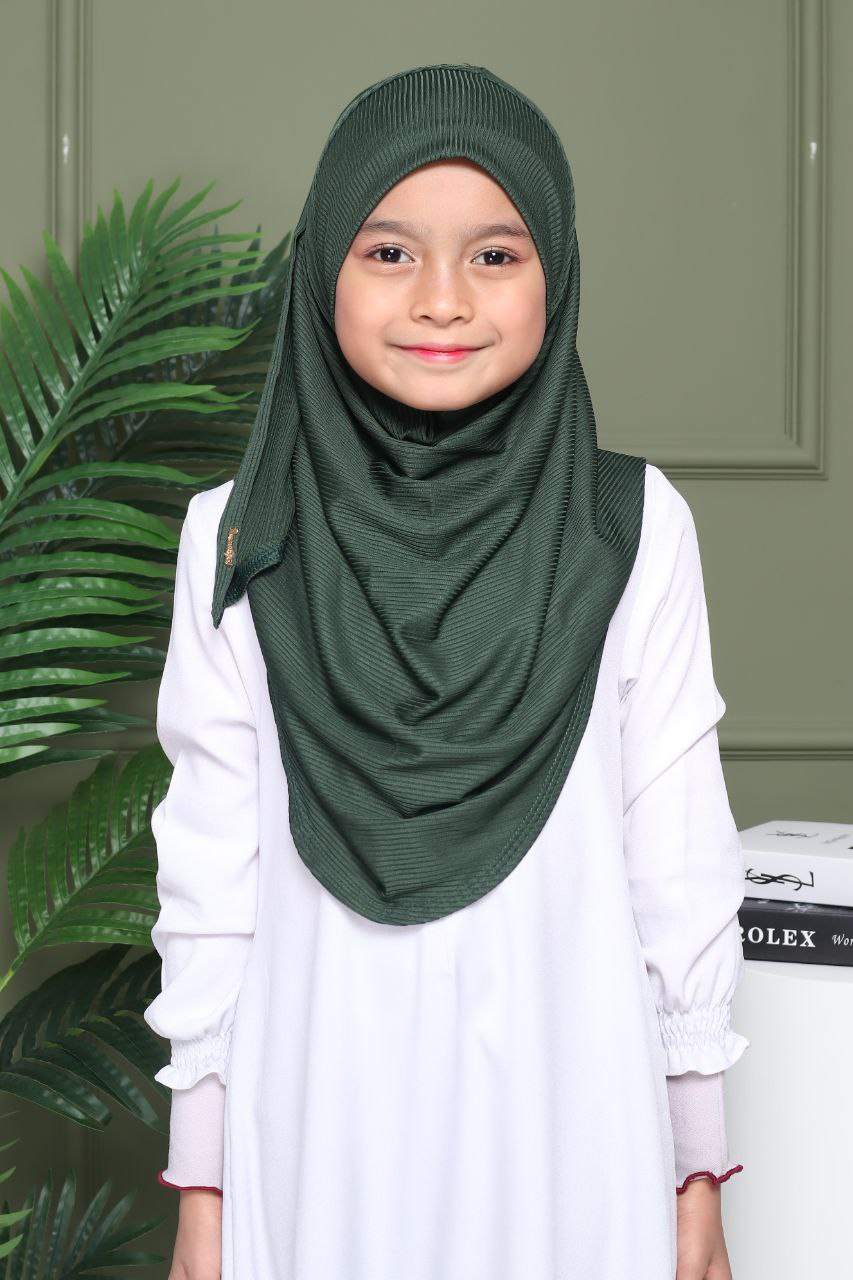 Instant Ribbed Shawl One piece kids Hijab