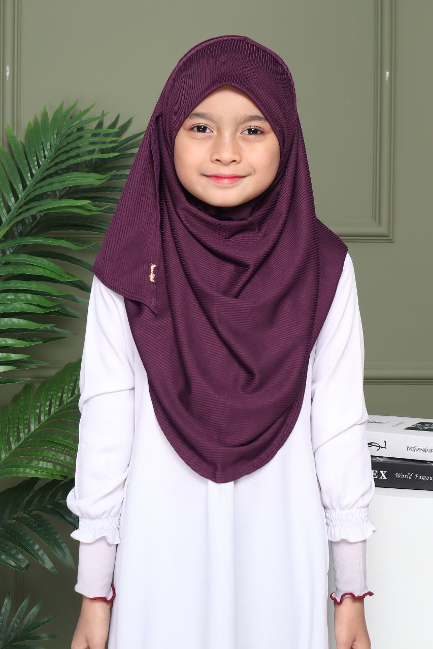 Instant Ribbed Shawl One piece kids Hijab