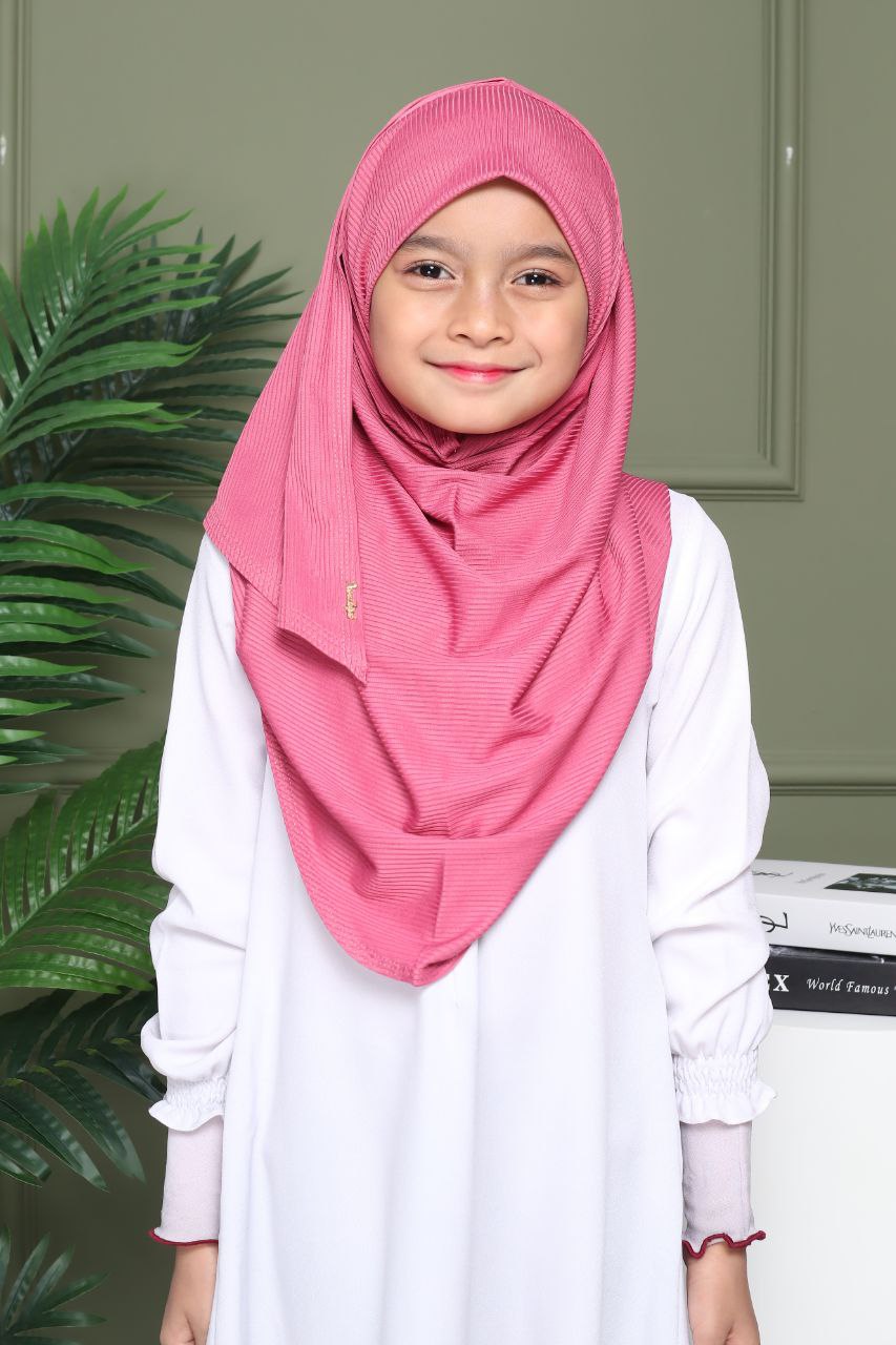 Instant Ribbed Shawl One piece kids Hijab