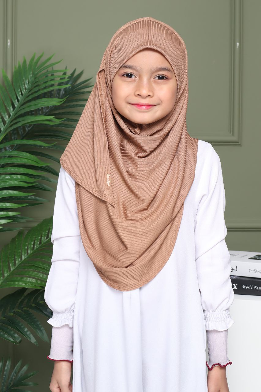 Instant Ribbed Shawl One piece kids Hijab