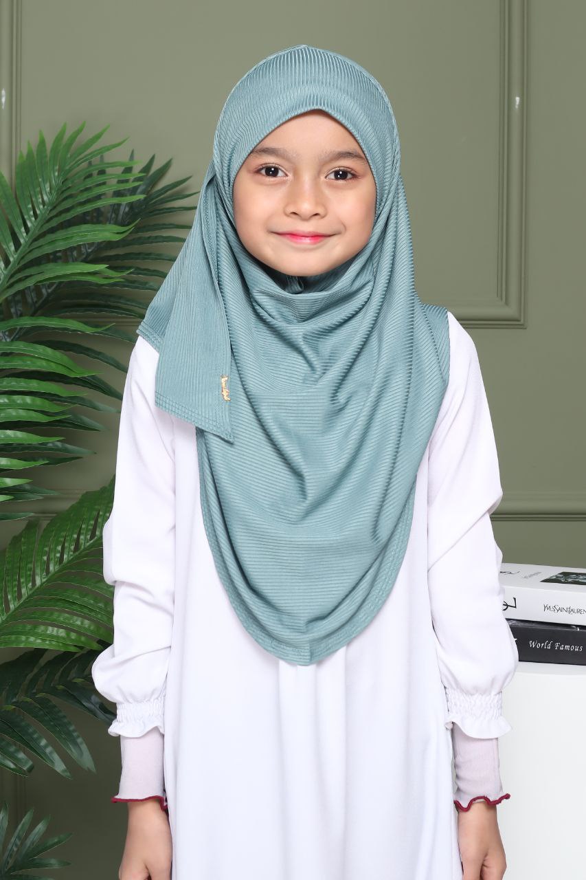 Instant Ribbed Shawl One piece kids Hijab