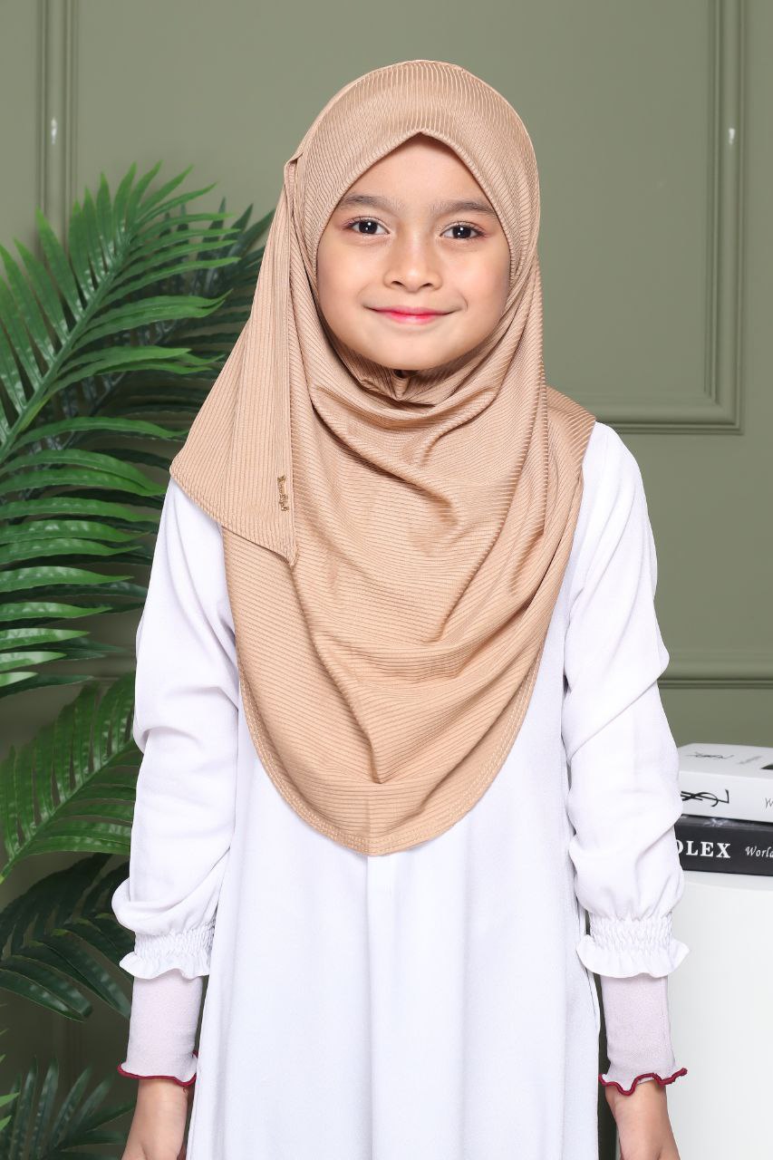 Instant Ribbed Shawl One piece kids Hijab