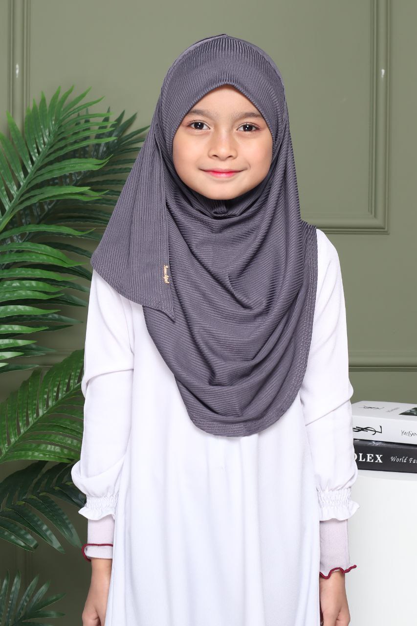 Instant Ribbed Shawl One piece kids Hijab
