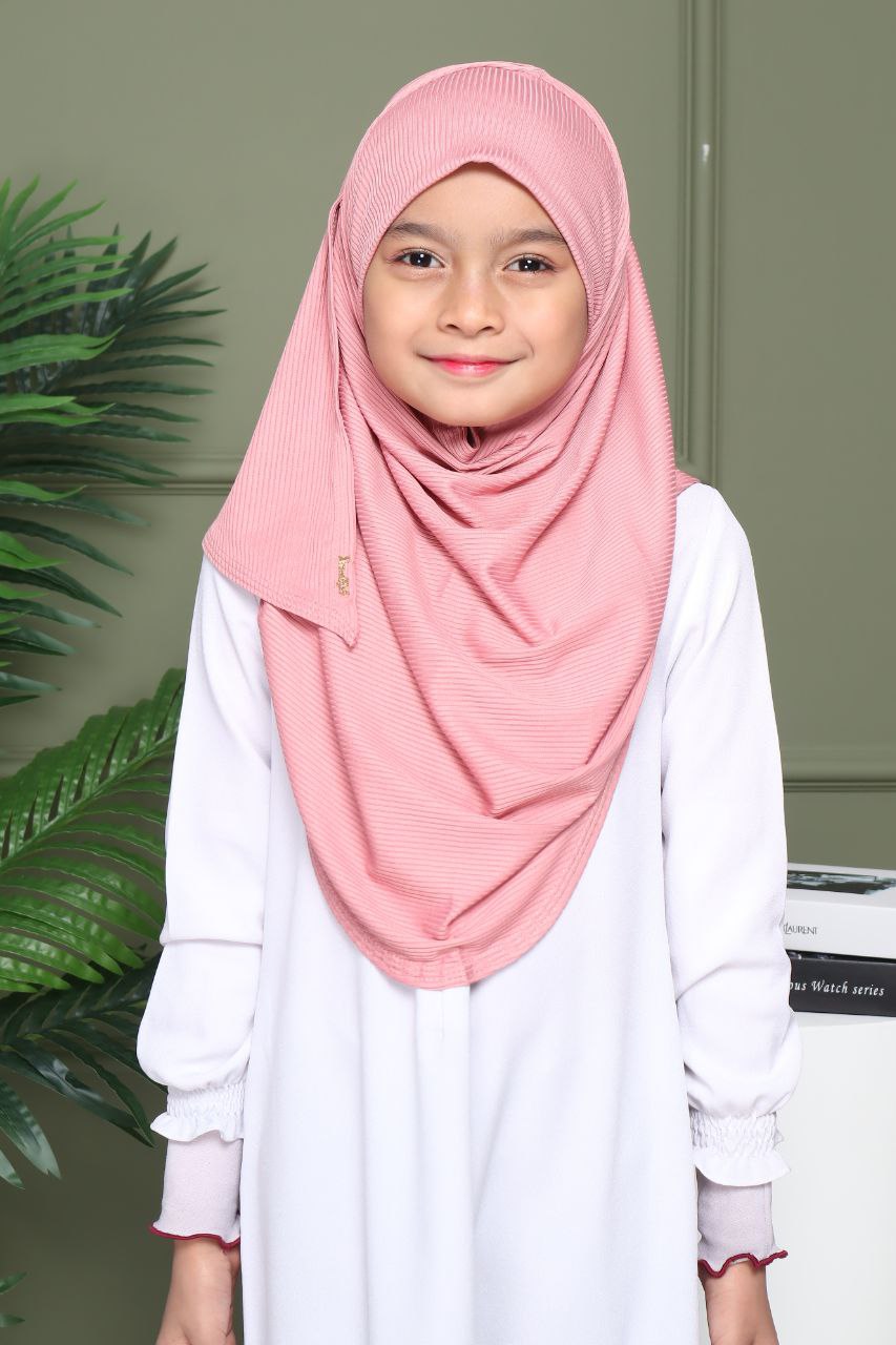 Instant Ribbed Shawl One piece kids Hijab