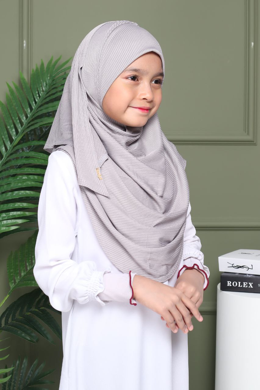 Instant Ribbed Shawl One piece kids Hijab