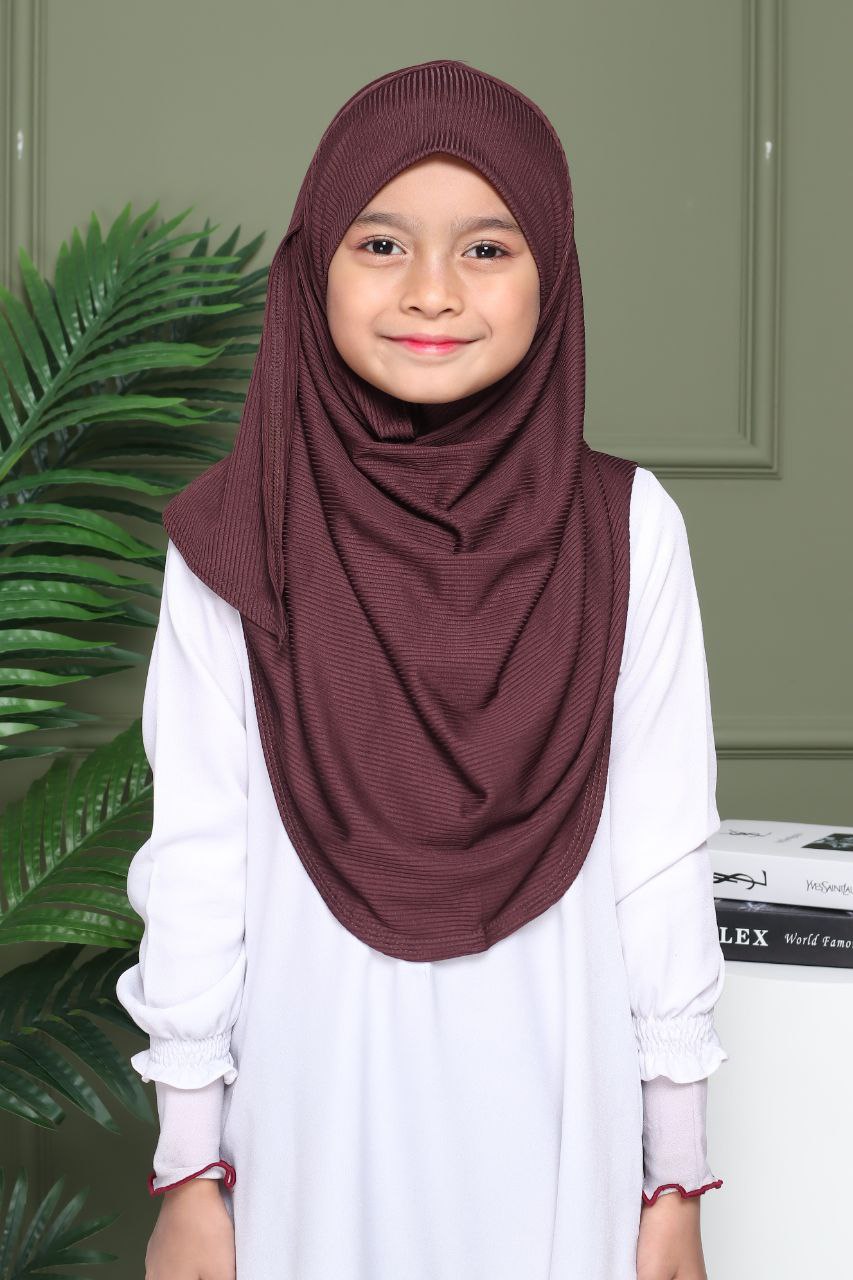 Instant Ribbed Shawl One piece kids Hijab