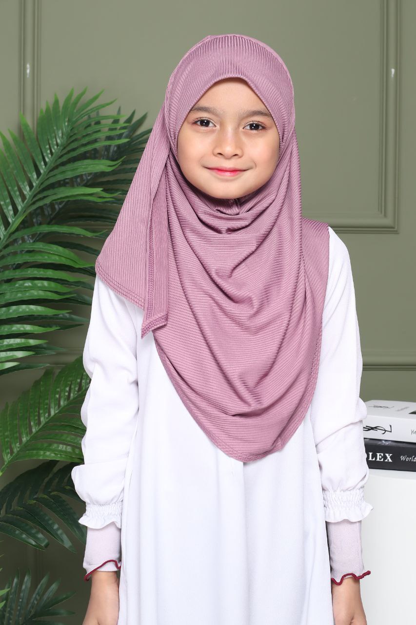 Instant Ribbed Shawl One piece kids Hijab