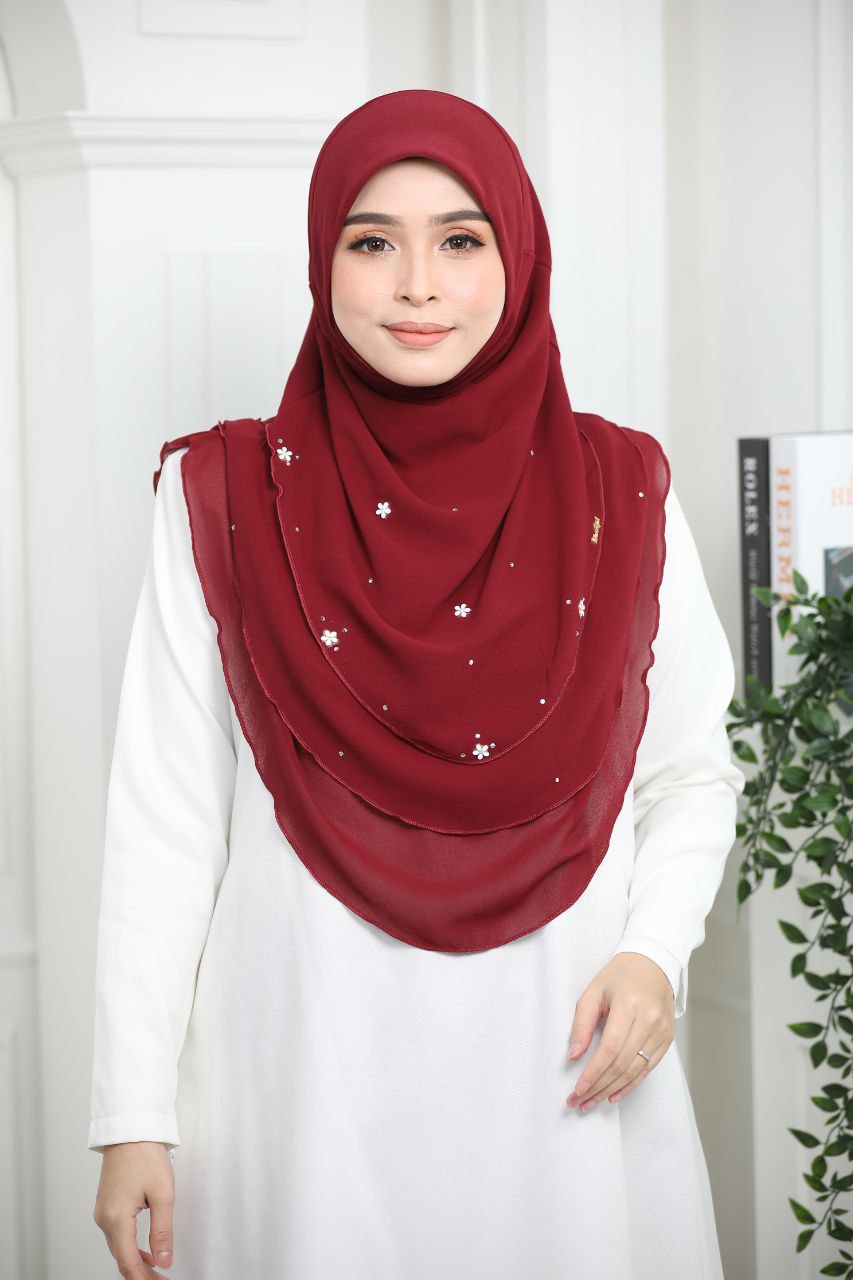 ADULTS Instant Hijab with 3 Layered Design Easy to wear and looks elegant Solid Color MUSLIMAH