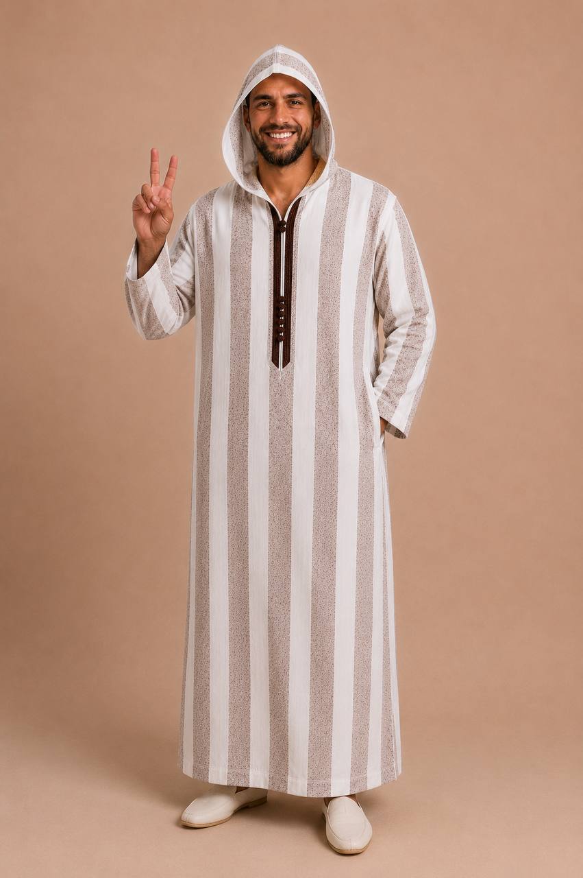 Male Hooded Moroccan Maghribi Thobe Jalabiya (Turquoise)