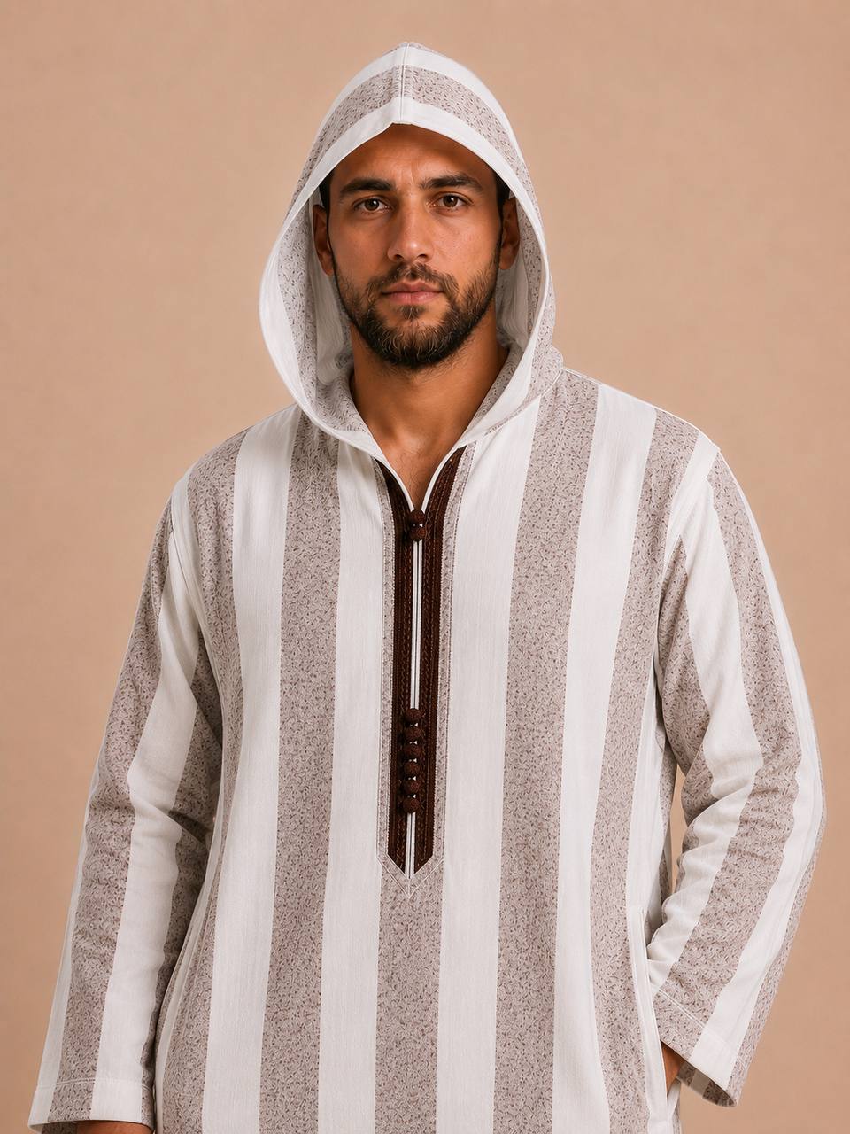 Male Hooded Moroccan Maghribi Thobe Jalabiya Original authentic from Morocco Burgundy